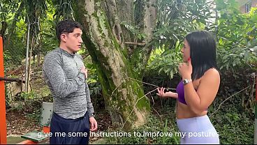 Nerd Boy meets a Colombian MILF in a public park and then fucks her at her house while her stepson watches