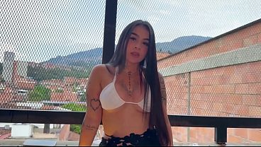 POV fucking colombian babe after pool day!
