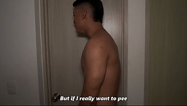 What are you doing?! - Busty stepmom ends up without a towel in the bathroom after her stepson plays a prank on her