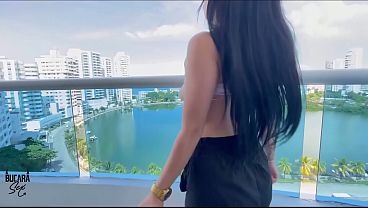 Horny slut gives me a great blowjob on the balcony!! I don't care if people are watching us! - BUCARASEX