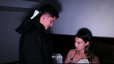 I have a kinky Halloween fantasy with my petite stepsister on our parents' bed, bouncing on my big cock - Lia Tovar and Pipeboy