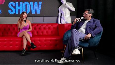 Jessica Sodi ejaculates on a shy fan with a big dick on Juan Bustos' SHOW with Khloe and Melanie