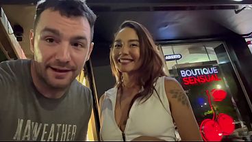 Cute Amateur Latina Beauty Earns Raw Bareback White Creampie After Full Nelson and Sex Shop Adventure
