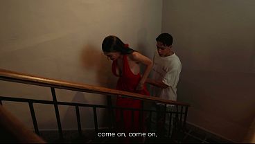Latina stepsister gets horny while everyone is downstairs at a family dinner.