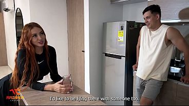 Cuckolded Husband Fucks His Busty Neighbor While His Wife Showers - Andrea Castro & Lian Grey