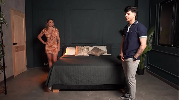 Busty MILF has no choice but to share her hotel bed with her hot stepson!