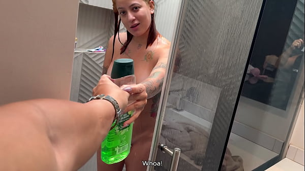 I fuck my stepdad in the shower and swallow his cum!