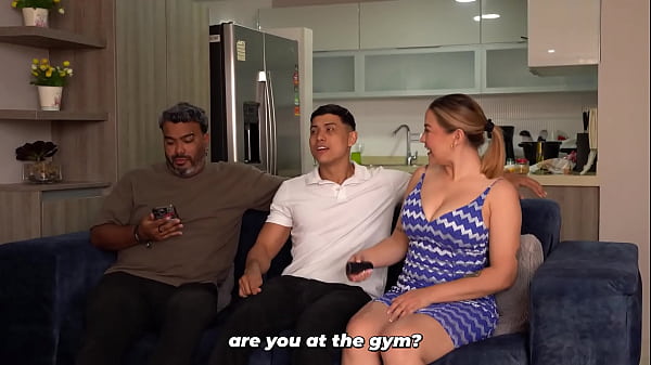 Muscular stepson gives his busty stepmother what her husband doesn't know about