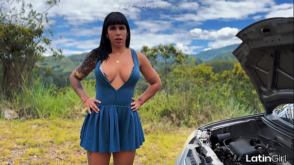 I find a fitness girl with her broken-down car and take her home - POVLatinGirl
