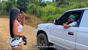 Latina with a fat ass and perfect pussy is picked up by random guy, Big ass latina rides a huge dick